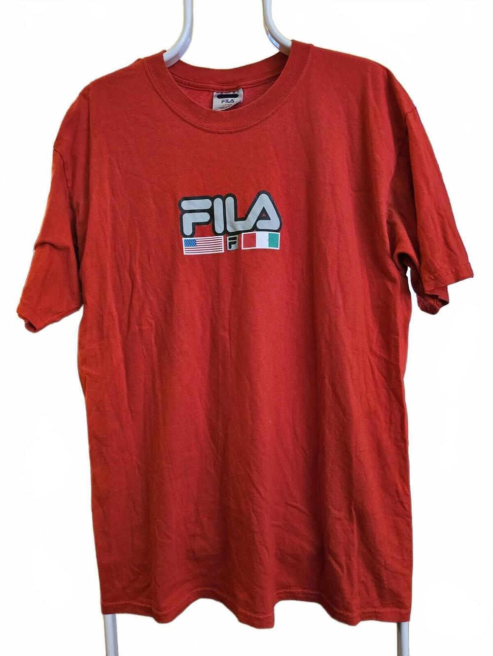 Vintage FILA Red with flags T-Shirt Large - EUC